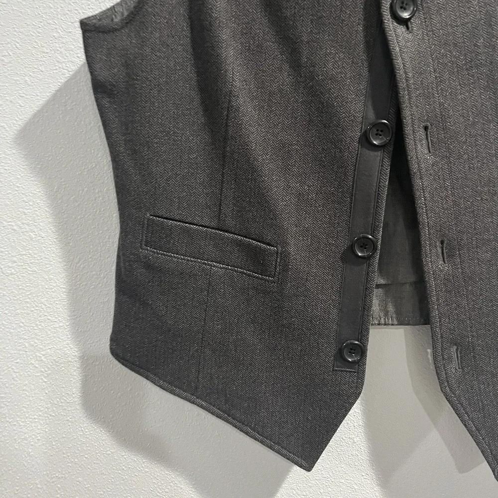 Banana Republic Waistcoat Vest Mens M Charcoal Gray 4-Button